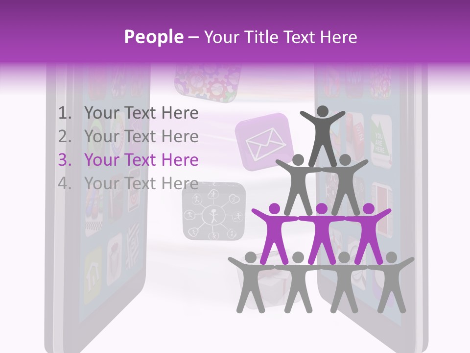 A Cell Phone With Icons Coming Out Of It PowerPoint Template