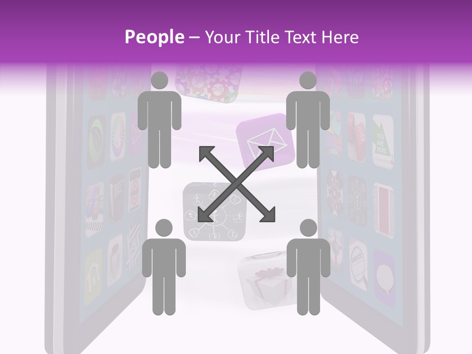 A Cell Phone With Icons Coming Out Of It PowerPoint Template
