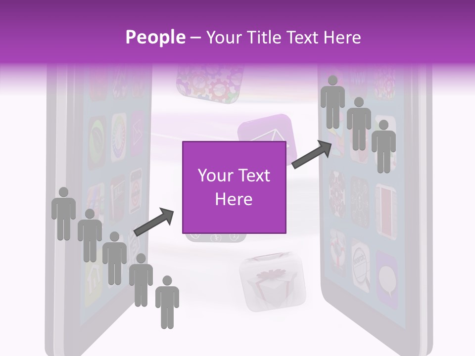 A Cell Phone With Icons Coming Out Of It PowerPoint Template