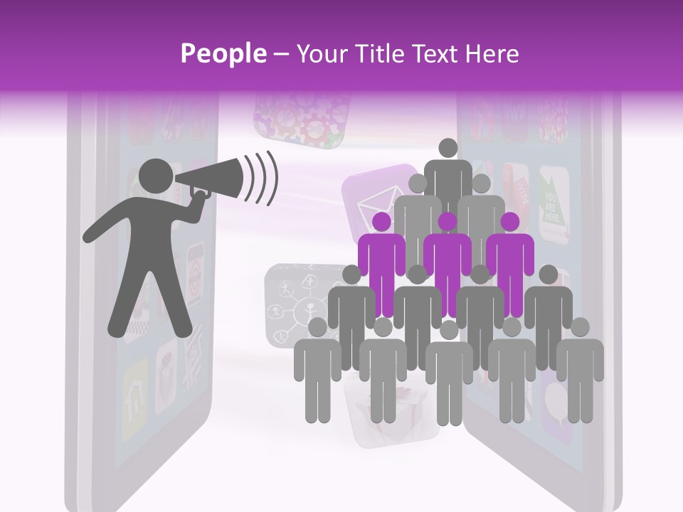 A Cell Phone With Icons Coming Out Of It PowerPoint Template