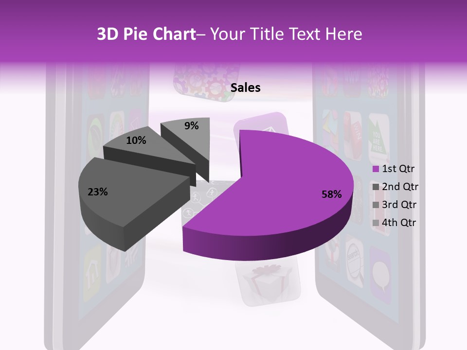 A Cell Phone With Icons Coming Out Of It PowerPoint Template