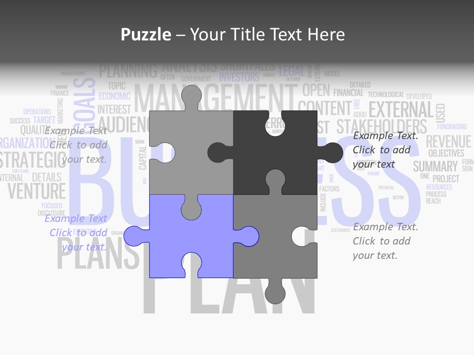 A Business Plan Is Shown In A Word Cloud PowerPoint Template
