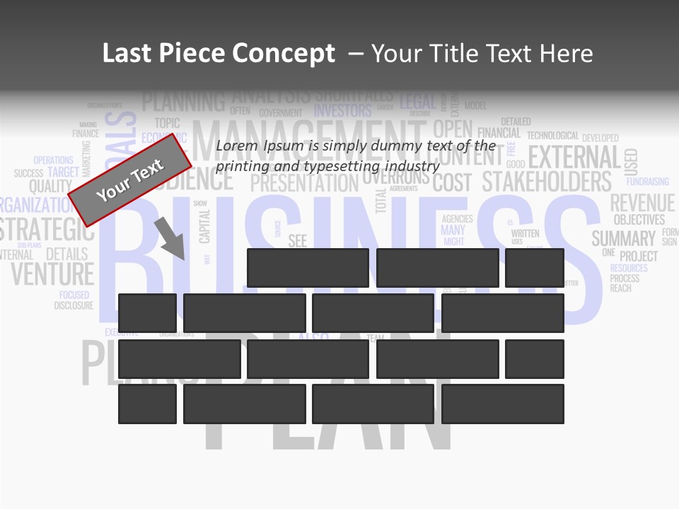 A Business Plan Is Shown In A Word Cloud PowerPoint Template