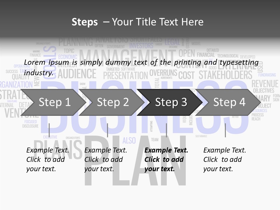 A Business Plan Is Shown In A Word Cloud PowerPoint Template