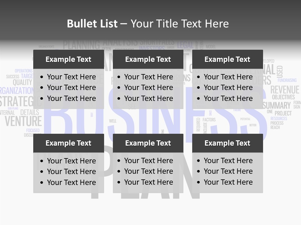 A Business Plan Is Shown In A Word Cloud PowerPoint Template