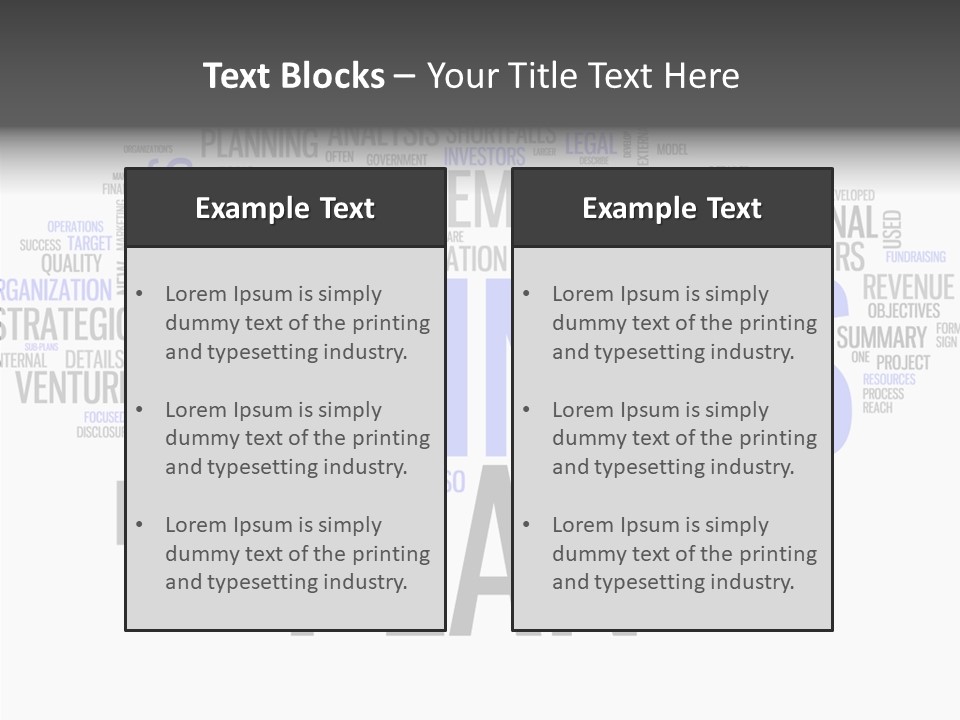 A Business Plan Is Shown In A Word Cloud PowerPoint Template