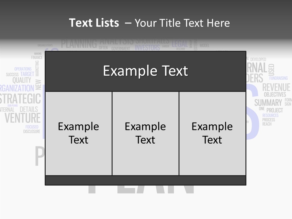 A Business Plan Is Shown In A Word Cloud PowerPoint Template