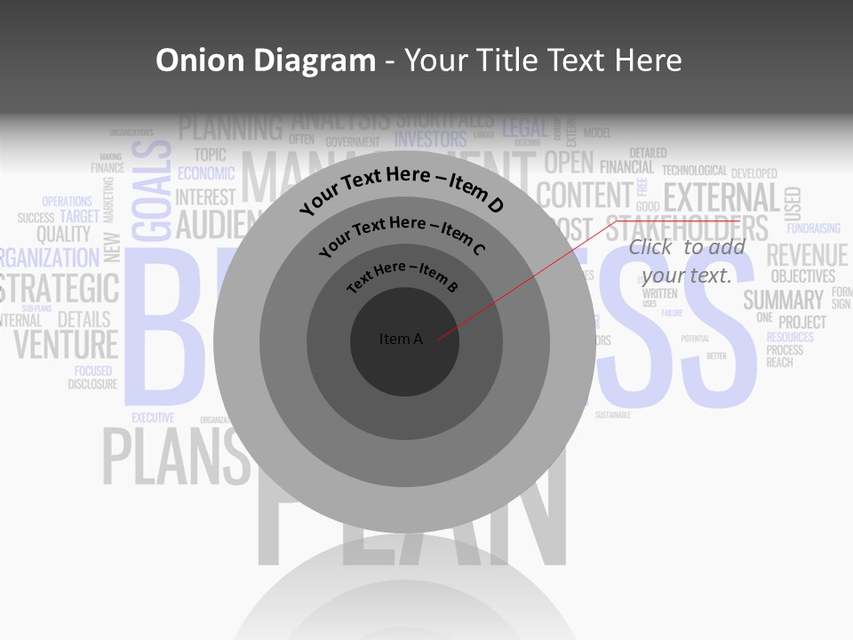 A Business Plan Is Shown In A Word Cloud PowerPoint Template