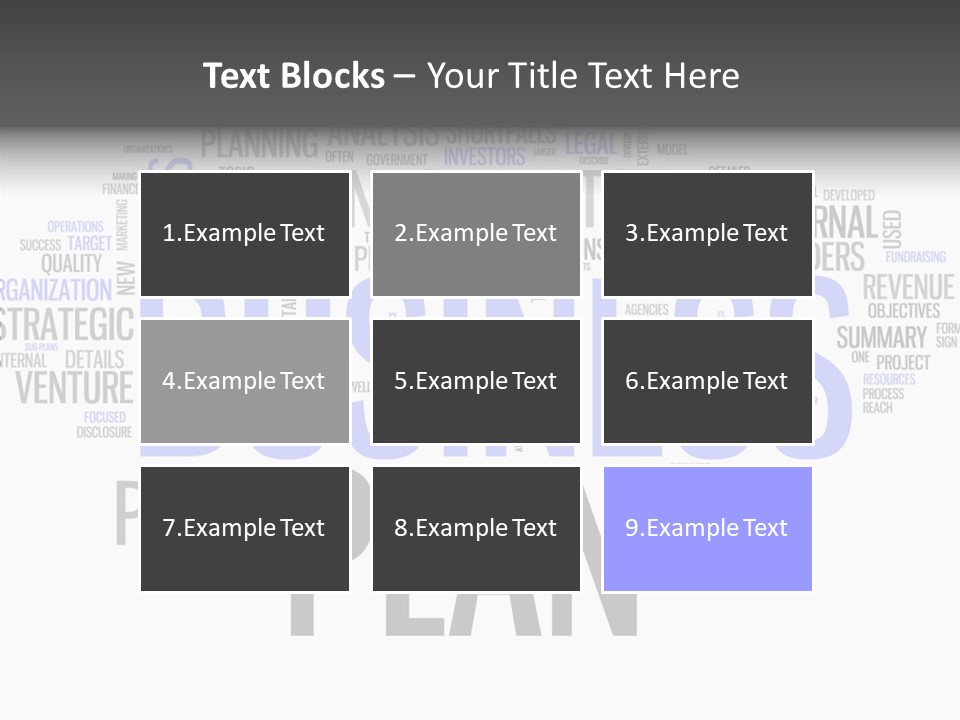 A Business Plan Is Shown In A Word Cloud PowerPoint Template