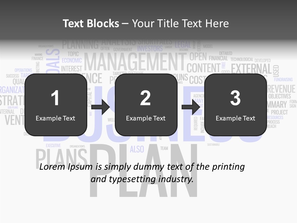 A Business Plan Is Shown In A Word Cloud PowerPoint Template