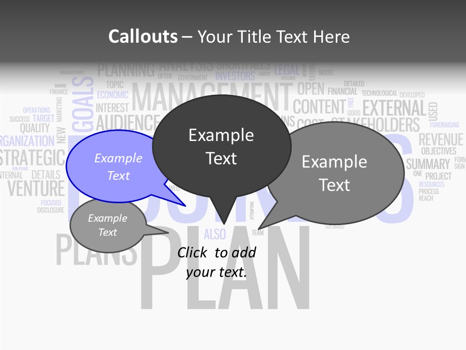 A Business Plan Is Shown In A Word Cloud PowerPoint Template