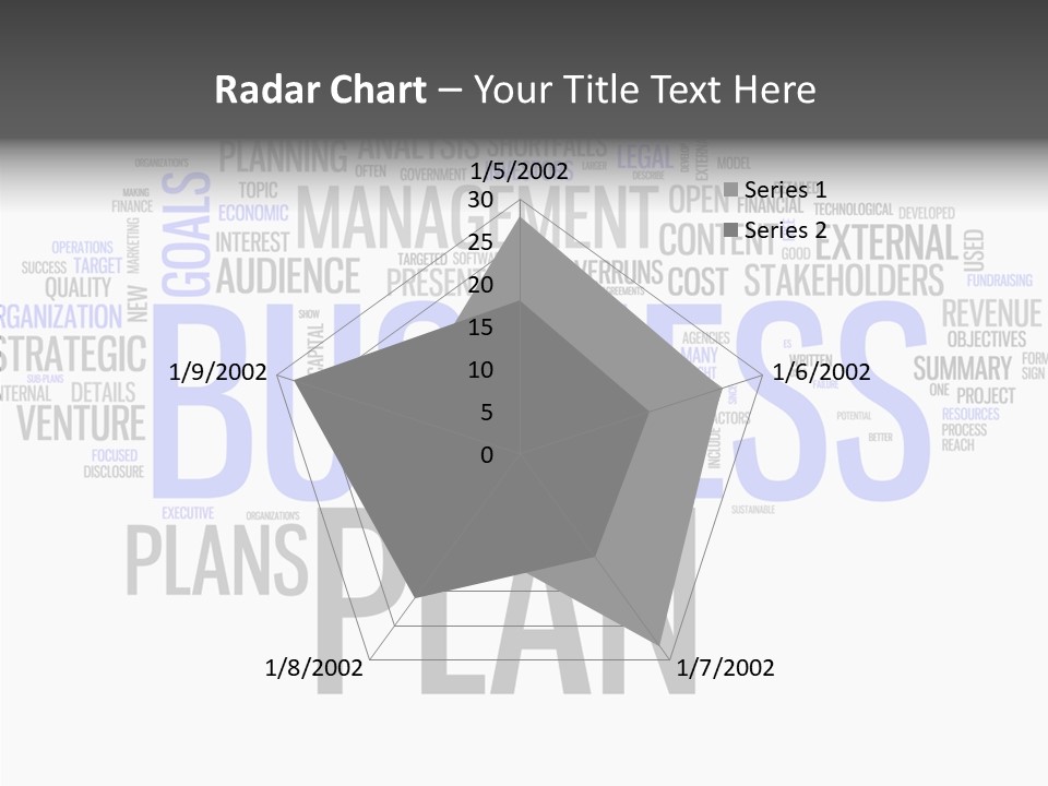 A Business Plan Is Shown In A Word Cloud PowerPoint Template
