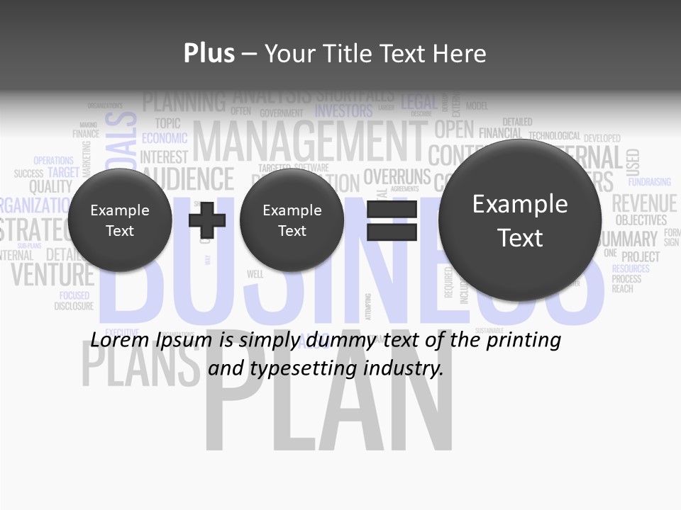 A Business Plan Is Shown In A Word Cloud PowerPoint Template