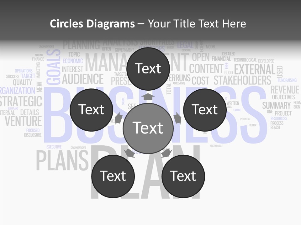 A Business Plan Is Shown In A Word Cloud PowerPoint Template