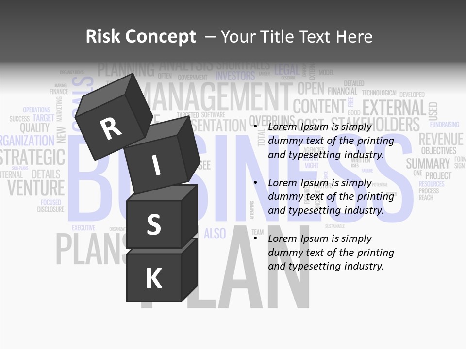 A Business Plan Is Shown In A Word Cloud PowerPoint Template