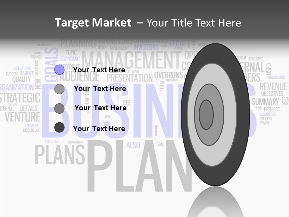 A Business Plan Is Shown In A Word Cloud PowerPoint Template