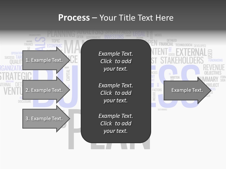 A Business Plan Is Shown In A Word Cloud PowerPoint Template