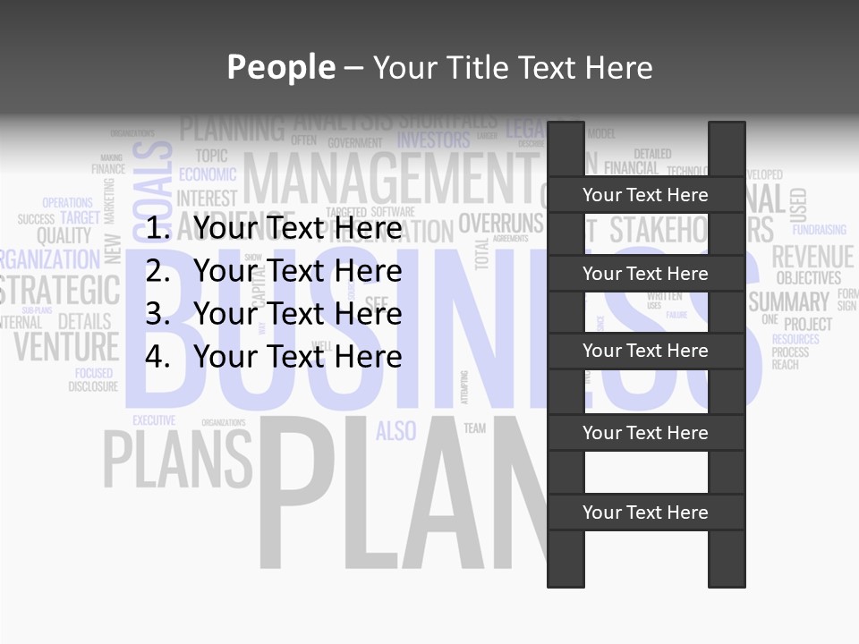 A Business Plan Is Shown In A Word Cloud PowerPoint Template