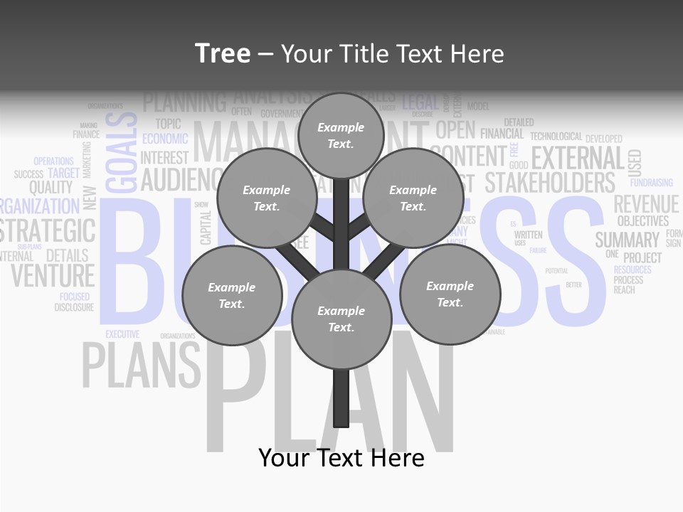 A Business Plan Is Shown In A Word Cloud PowerPoint Template