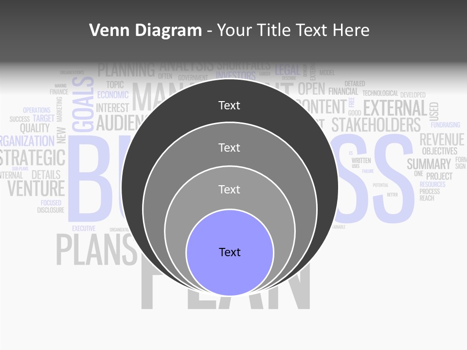 A Business Plan Is Shown In A Word Cloud PowerPoint Template