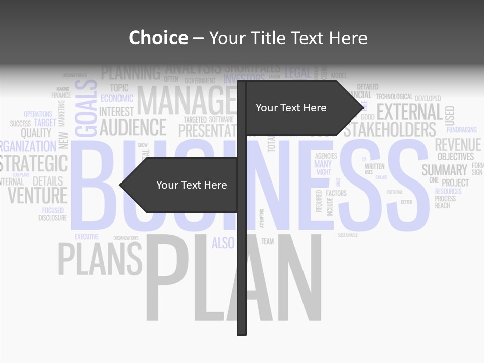 A Business Plan Is Shown In A Word Cloud PowerPoint Template