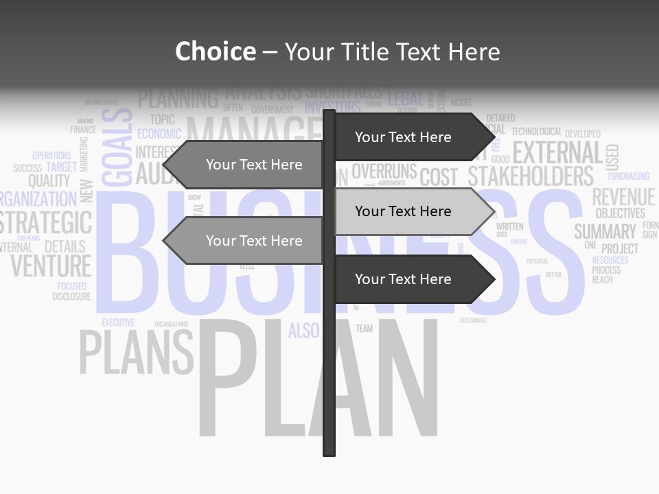 A Business Plan Is Shown In A Word Cloud PowerPoint Template