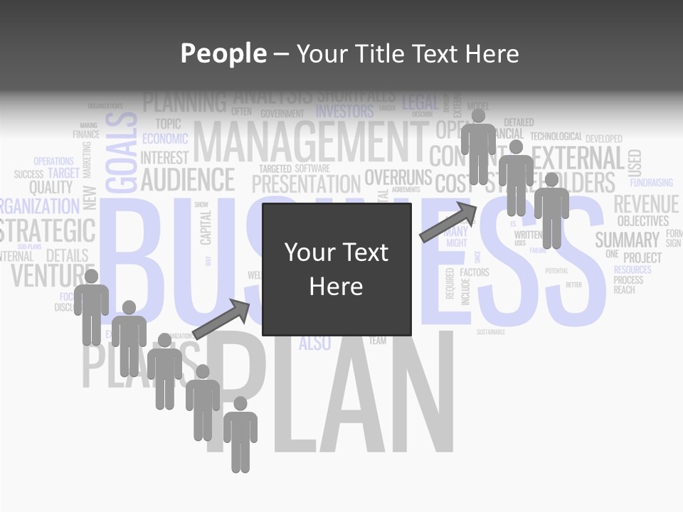 A Business Plan Is Shown In A Word Cloud PowerPoint Template