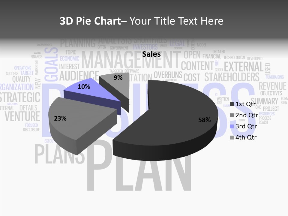 A Business Plan Is Shown In A Word Cloud PowerPoint Template