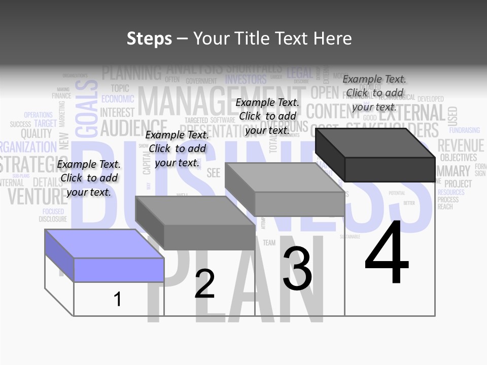 A Business Plan Is Shown In A Word Cloud PowerPoint Template