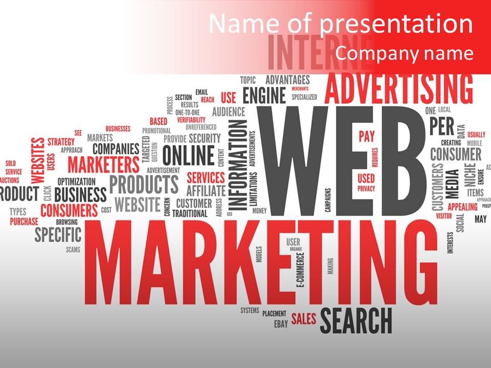 A Word Cloud With The Words Web Marketing On It PowerPoint Template