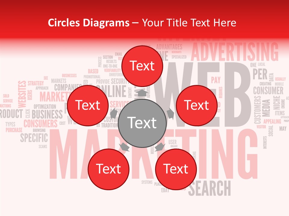 A Word Cloud With The Words Web Marketing On It PowerPoint Template