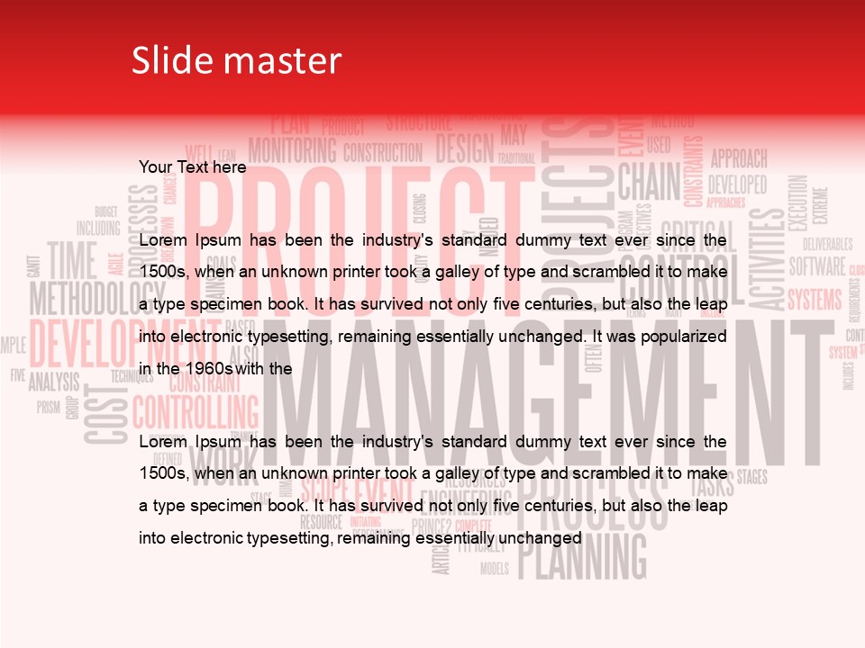 A Word Cloud With The Words Project Management Written In It PowerPoint Template