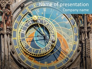 A Large Clock On The Side Of A Building PowerPoint Template