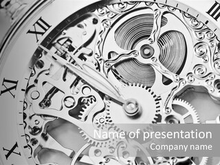 A Close Up Of A Watch Face With The Words Name Of Presentation On It PowerPoint Template