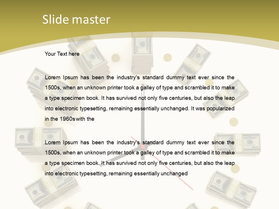 A Clock With Money On The Face Of It PowerPoint Template