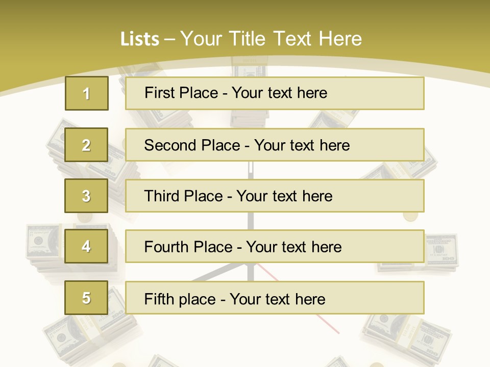 A Clock With Money On The Face Of It PowerPoint Template