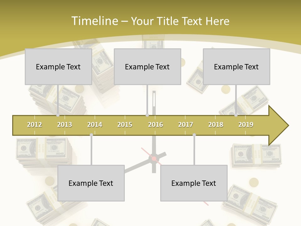 A Clock With Money On The Face Of It PowerPoint Template
