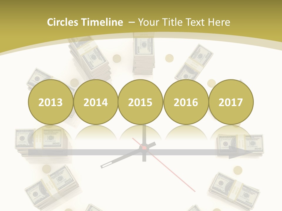 A Clock With Money On The Face Of It PowerPoint Template