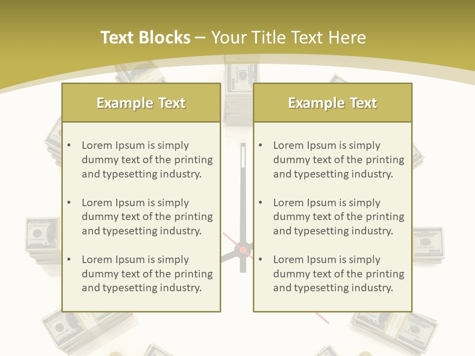 A Clock With Money On The Face Of It PowerPoint Template