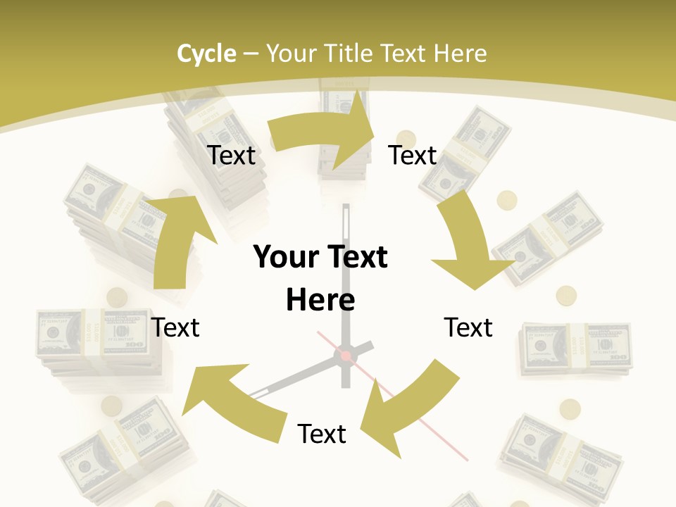A Clock With Money On The Face Of It PowerPoint Template