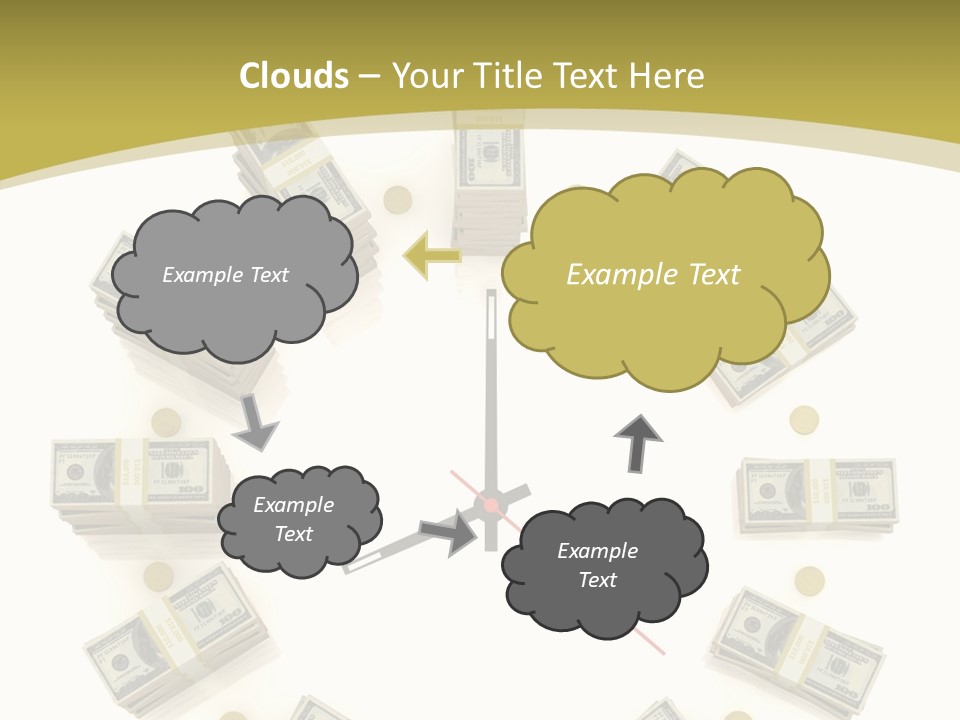 A Clock With Money On The Face Of It PowerPoint Template