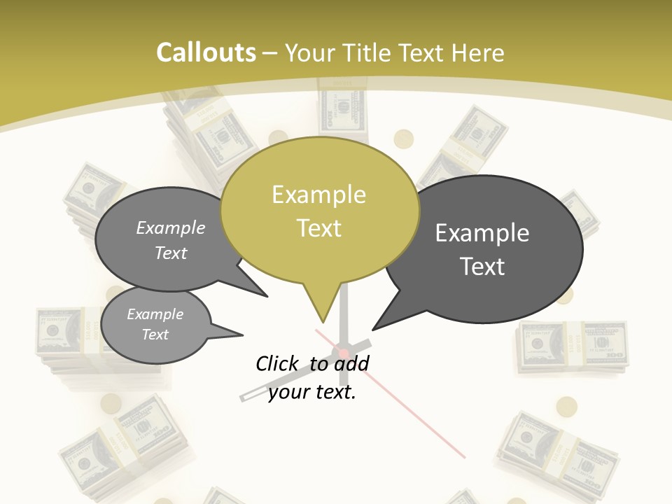 A Clock With Money On The Face Of It PowerPoint Template