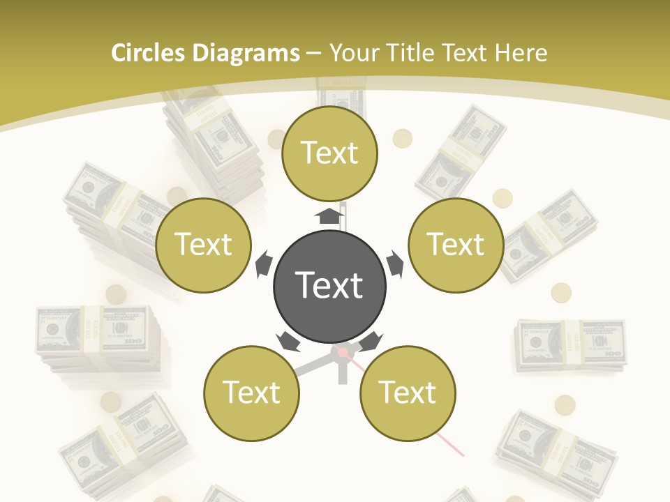 A Clock With Money On The Face Of It PowerPoint Template