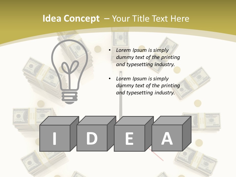 A Clock With Money On The Face Of It PowerPoint Template