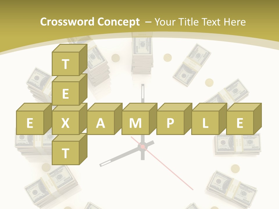 A Clock With Money On The Face Of It PowerPoint Template