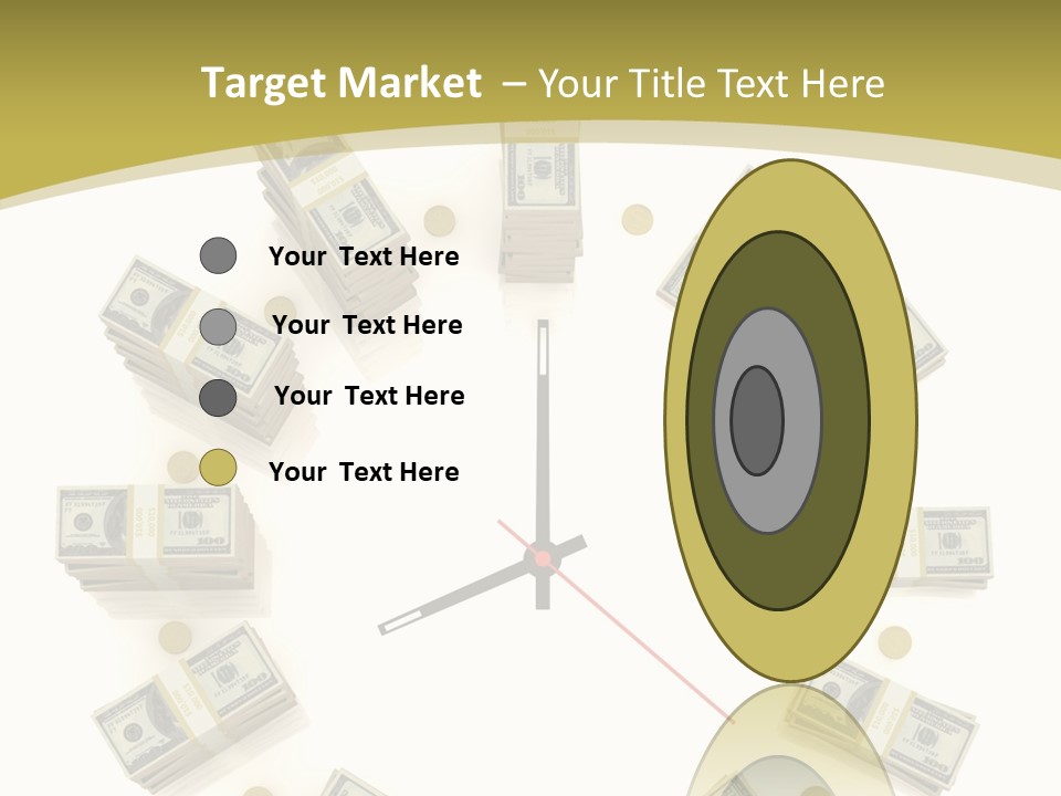 A Clock With Money On The Face Of It PowerPoint Template