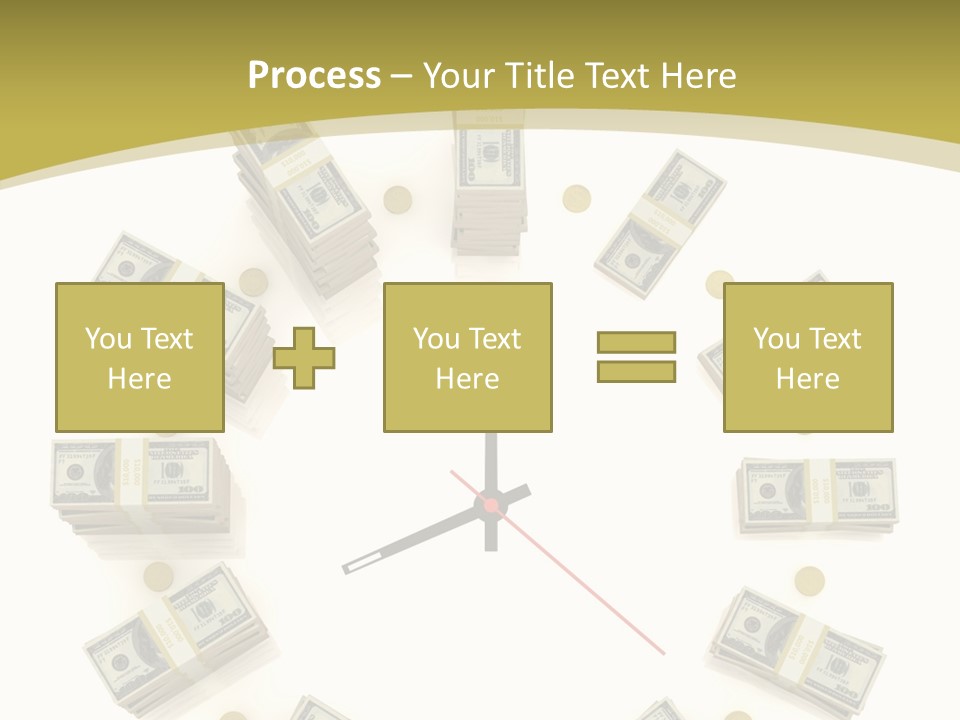 A Clock With Money On The Face Of It PowerPoint Template