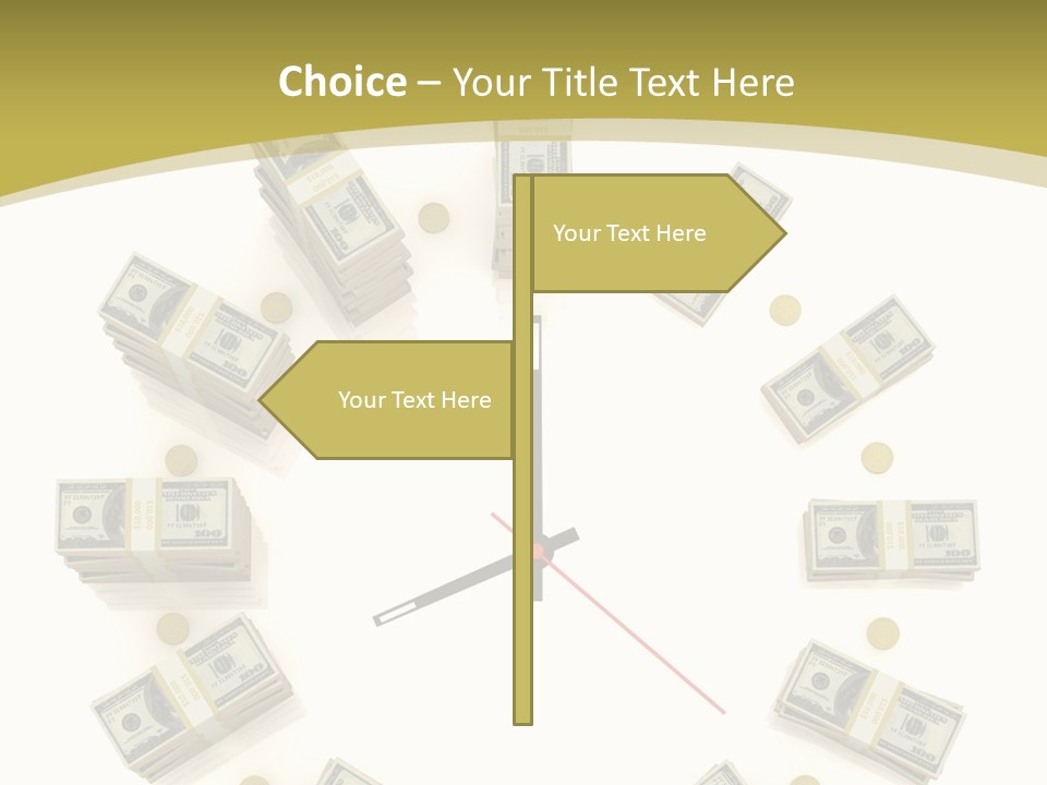 A Clock With Money On The Face Of It PowerPoint Template