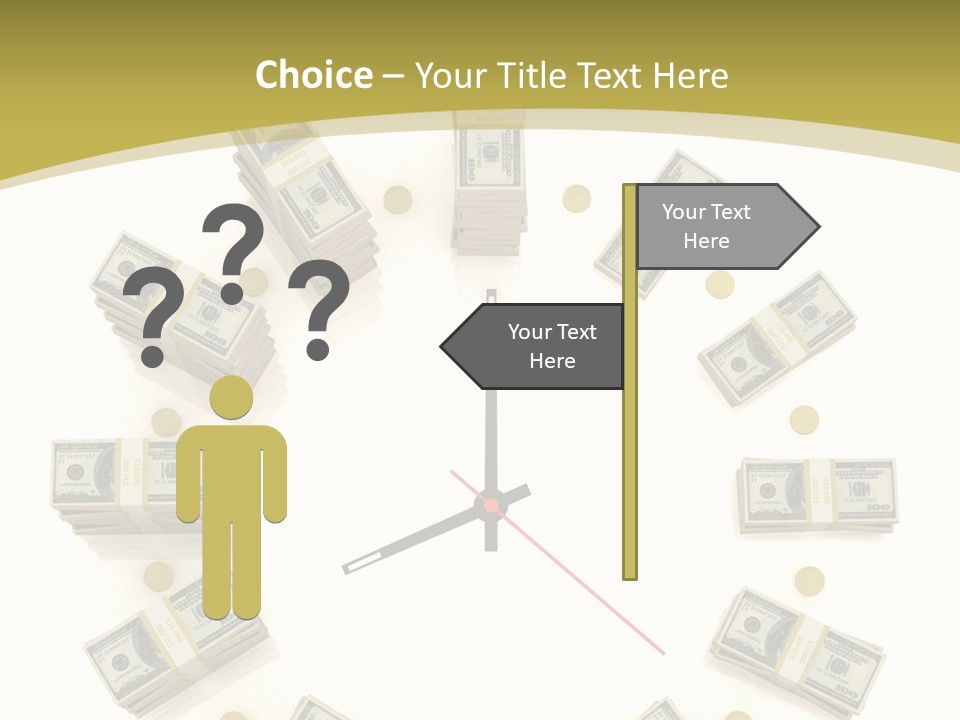 A Clock With Money On The Face Of It PowerPoint Template