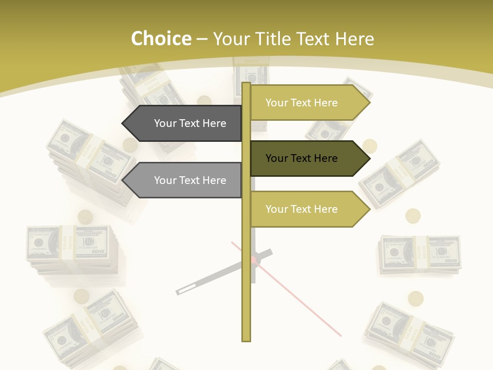 A Clock With Money On The Face Of It PowerPoint Template